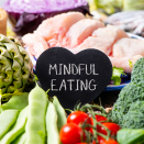 Healthy foods and mindful eating sign