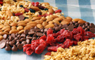 Chocolate Peanut Butter Crunch Mix with Dried Cranberries