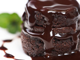Chocolate cake with hot fudge dripping down side