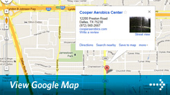 Google Map of Cooper Aerobics in Dallas