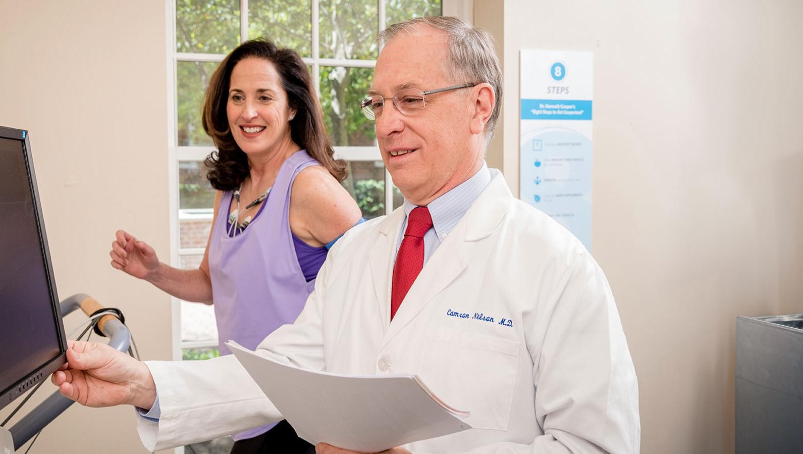 Dr. Nelson giving a test at the Cooper Clinic