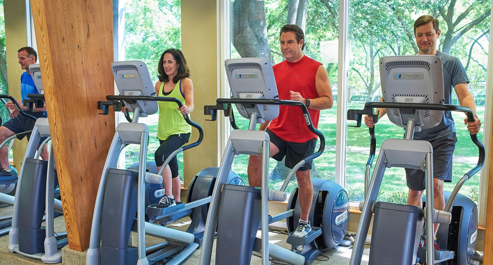 People on the eliptical machines at Cooper Fitness Center