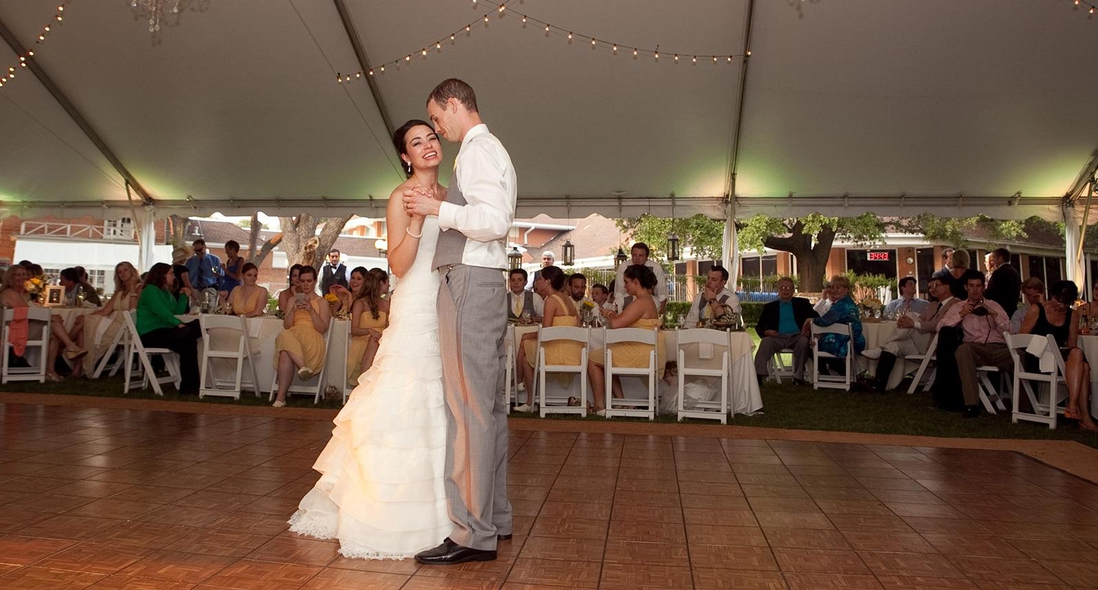Bride, groom dancing at their wedding