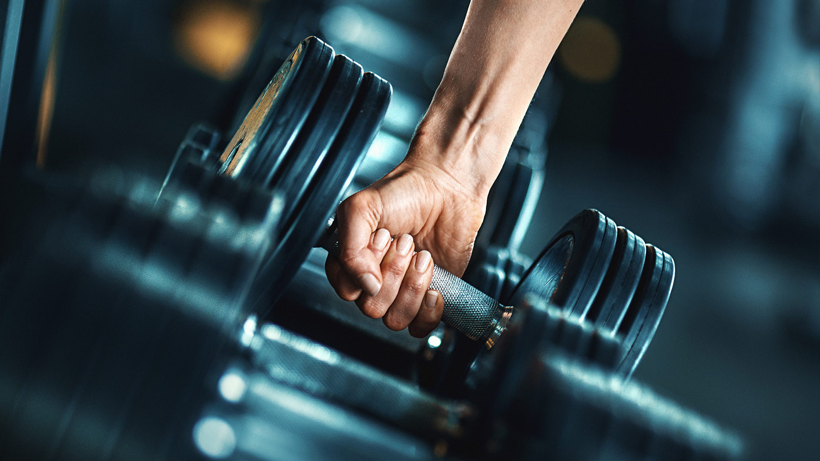 Dumbell in a hand