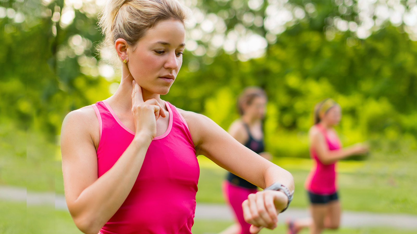 athlete using her watch