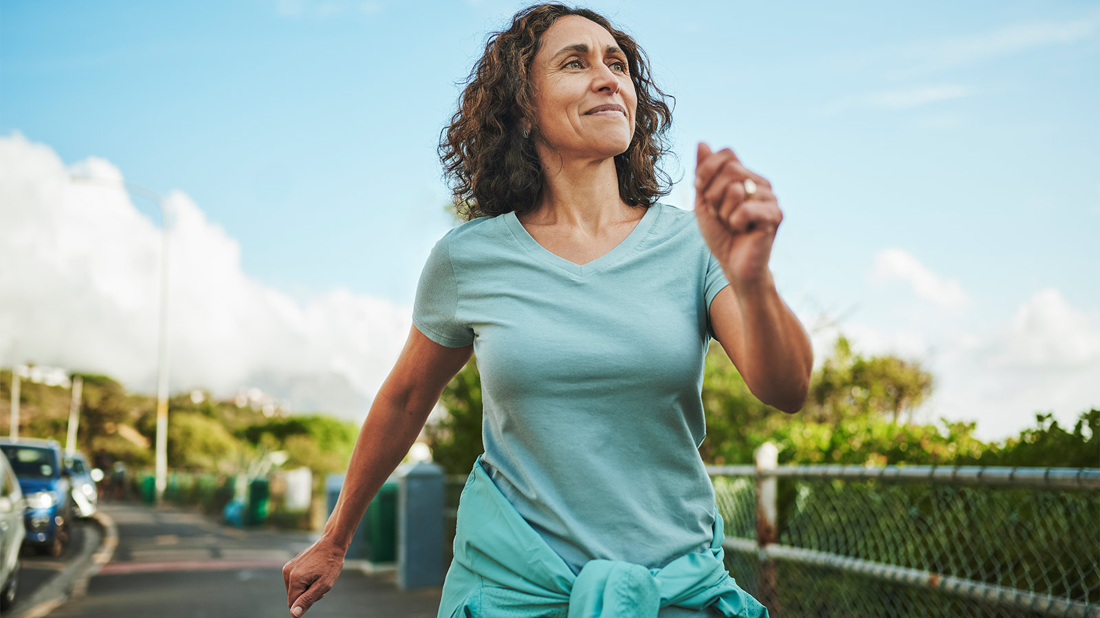 A woman walking gracefully