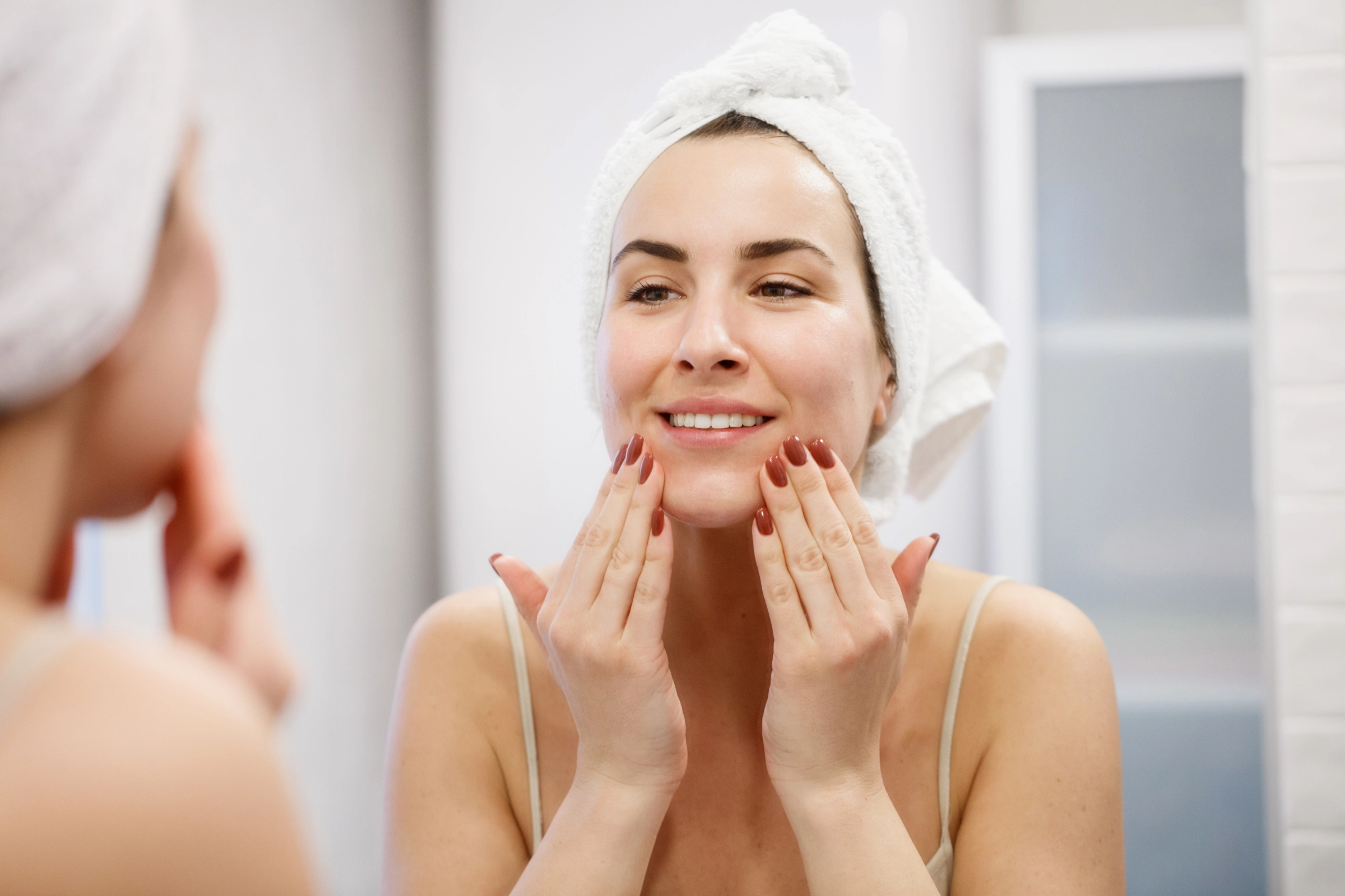 Women washing her face