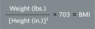 Formula for calculating Body Mass Index (BMI)