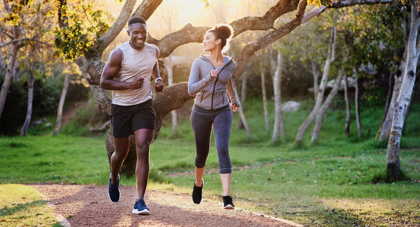 Man and women jogging